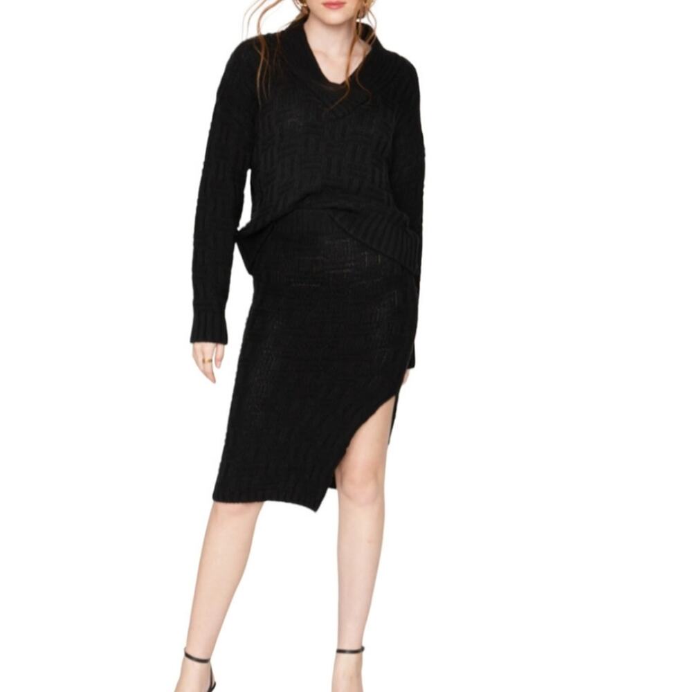 Callahan Revolve "Tony" Chunky Basketweave Knit Midi Skirt Slit NWT Large - Picture 2 of 13
